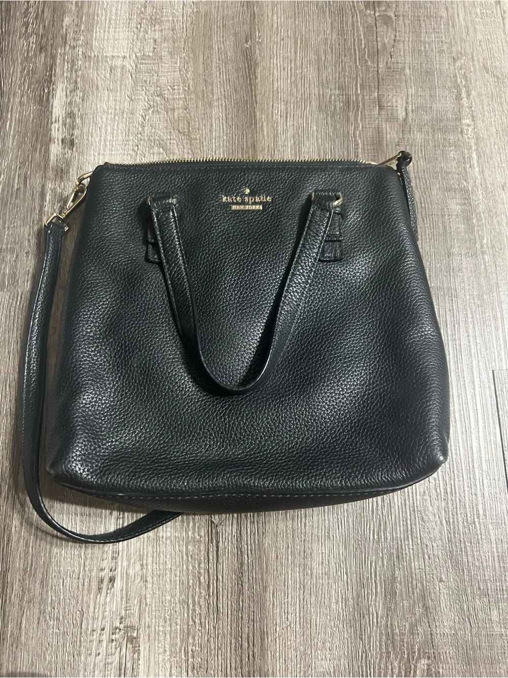 Kate Spade Black Pebbled Leather Jackson Street Hayley Satchel/Crossbody Handbag